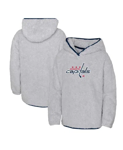 Outerstuff Kids' Big Girls Heather Gray Washington Capitals Ultimate Teddy Fleece Pullover Hoodie