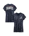 Outerstuff Big Girls Navy Atlanta Braves Sequin V-neck Dress In Navy