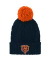 Outerstuff Big Girls Navy Chicago Bears Team Cable Cuffed Knit Hat With Pom In Navy