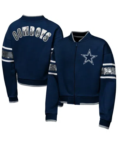 Outerstuff Kids' Big Girls Navy Dallas Cowboys Mvp Full-zip Bomber Jacket