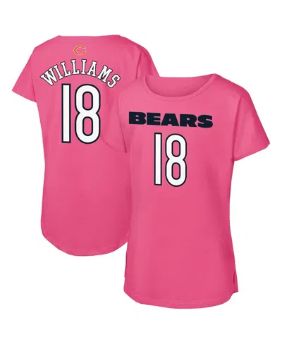 Outerstuff Kids' Big Girls  Caleb Williams Pink Chicago Bears Player Name Number T-shirt