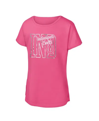 Outerstuff Kids' Big Girls Pink Indianapolis Colts Signal Caller Dolman T-shirt