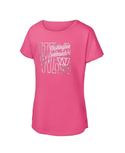 Outerstuff Kids' Big Girls Pink Washington Commanders Signal Caller Dolman T-shirt