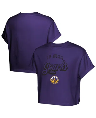Outerstuff Kids' Big Girls' Purple Los Angeles Sparks City Pennant Cropped T-shirt
