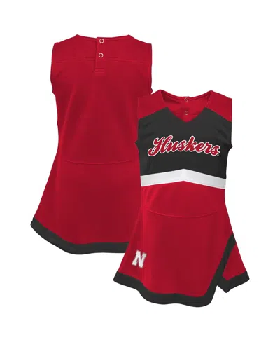 Outerstuff Kids'  Girls Youth Scarlet Nebraska Huskers Cheer Captain Jumper Dress In Red