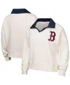 Outerstuff Girls Youth White Boston Red Sox Ballpark Hit Collared V-neck Pullover Sweatshirt In White