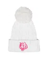 Outerstuff Big Girls White Cincinnati Bengals Cable Cuffed With Pom Knit Hat In White