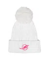 Outerstuff Big Girls White Miami Dolphins Cable Cuffed Knit Hat With Pom In White