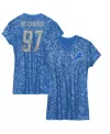 Outerstuff Big Girls Aidan Hutchinson Blue Detroit Lions Sequin Player Name Number V-neck Dress In Blue