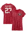 Outerstuff Big Girls Christian Mccaffrey Scarlet San Francisco 49ers Sequin Player Name Number V-neck Dress In Scarlet