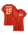 Outerstuff Big Girls Patrick Mahomes Red Kansas City Chiefs Sequin Player Name Number V-neck Dress In Red