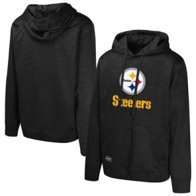 Outerstuff Black Pittsburgh Steelers Streak Fleece Pullover Hoodie In Green