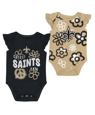 Outerstuff Babies' Boys And Girls 2 Piece New Orleans Saints The Sunshine Bodysuit Set In Black