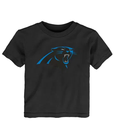 Outerstuff Babies' Boys' And Girls' 2t-5t Carolina Panthers Screen-print Rib-knit Collar T-shirt In Black