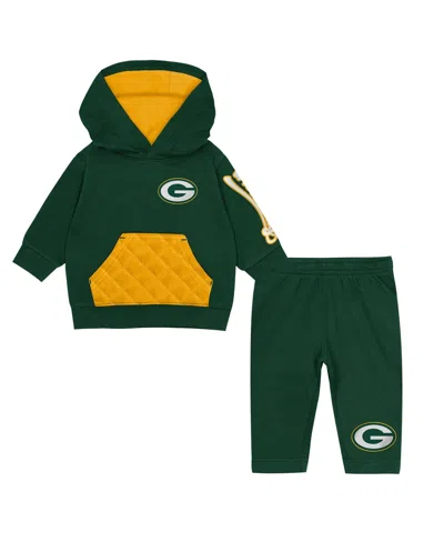 Outerstuff Babies' Boys' And Girls' 2t-5t Green Bay Packers Drive Stopper Fleece Hoodie And Pants, 2-piece Set