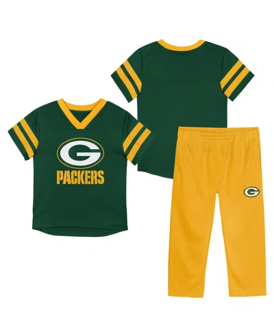 Outerstuff Babies' Boys' And Girls' 2t-5t Green Bay Packers Red Zone Jersey Top And Pants, 2-piece Set