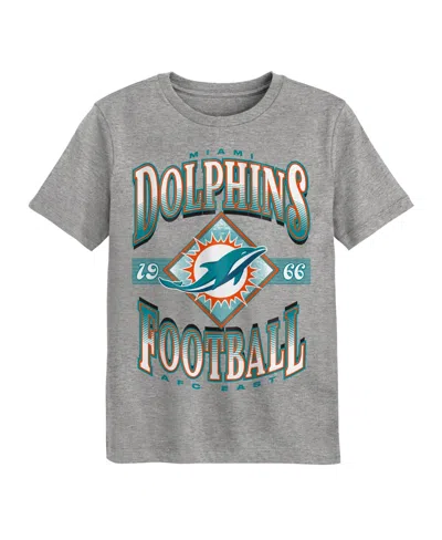 Outerstuff Kids' Boys' And Girls' 2t-5t Miami Dolphins Of Days Past Retro T-shirt In Gray