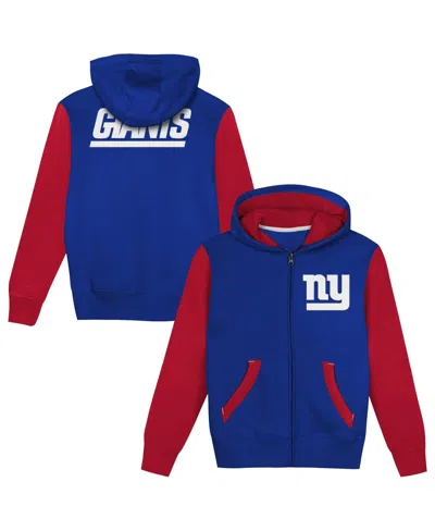 Outerstuff Babies' Boys' And Girls' 2t-5t New York Giants Color-block Full-zip Hoodie In Blue