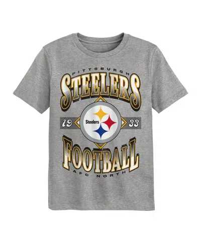 Outerstuff Kids' Boys' And Girls' 2t-5t Pittsburgh Steelers Of Days Past Graphic Retro T-shirt In Gray