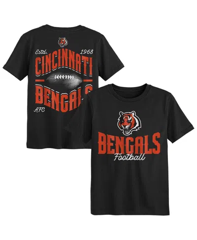 Outerstuff Babies' Boys' And Girls' 2t-5t Top Pick Cincinnati Bengals Distressed Crewneck T-shirt In Black