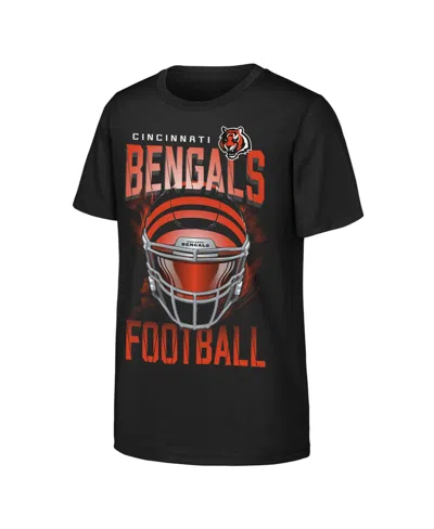 Outerstuff Kids' Boys' And Girls' 4-16 Cincinnati Bengals Full Gear Crewneck T-shirt In Black