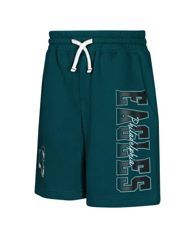 Outerstuff Kids' Boys' And Girls' 4-16 Philadelphia Eagles Audible Brushed-fleece Drawstring Shorts In Green