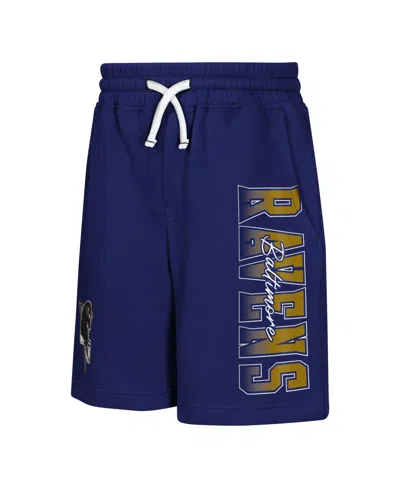 Outerstuff Kids' Boys' And Girls' 4-20 Baltimore Ravens Audible Fleece Drawstring Shorts In Blue