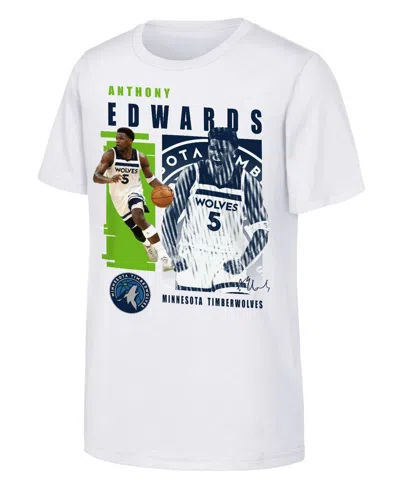 Outerstuff Kids' Boys' And Girls' Anthony Edwards Crew Neck Graphic T-shirt In White