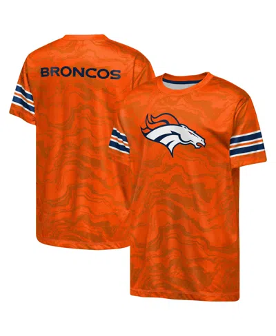 Outerstuff Kids' Boys' And Girls' Denver Broncos Slant Route Graphic Regular-fit T-shirt In Orange