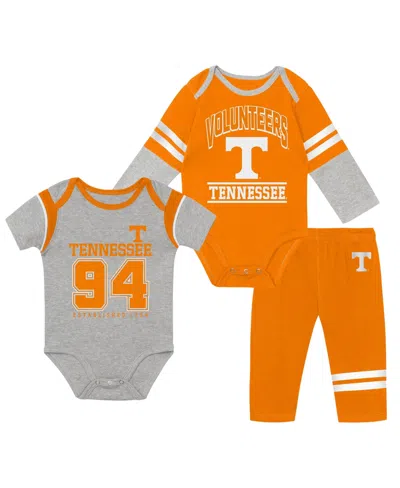 Outerstuff Babies' Boys' And Girls' Double Up Screen-printed Easy-on/easy-off Bodysuits And Pants, 3-piece Set In Orange