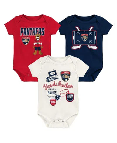 Outerstuff Babies' Boys' And Girls' Florida Panthers Littlest Player Short-sleeve Bodysuits, 3-piece Set In Multi