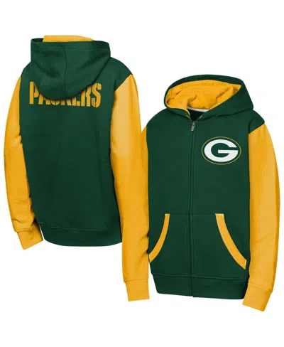 Outerstuff Kids' Boys' And Girls' Green Bay Packers Color-block Full-zip Hoodie