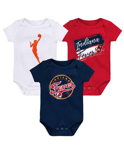 Outerstuff Babies' Boys' And Girls' Indiana Fever Destiny Short-sleeve Creepers, 3-piece Set In Multi