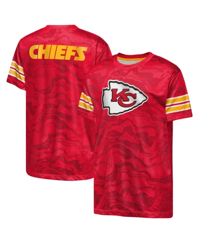 Outerstuff Kids' Boys' And Girls' Kansas City Chiefs Slant Route Regular-fit Crewneck T-shirt In Gold