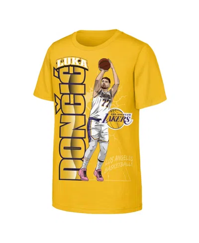 Outerstuff Kids' Boys' And Girls' Los Angeles Lakers Luka Doncic Height Screen-print T-shirt In Gold