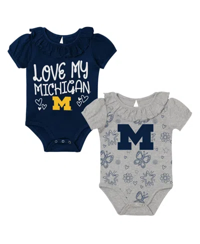 Outerstuff Babies' Boys' And Girls' Michigan Wolverines Playtime Short-sleeve Bodysuits, 2-pack In Multi