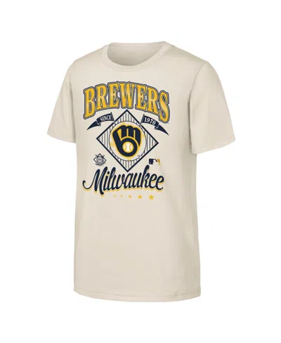 Outerstuff Kids' Boys' And Girls' Milwaukee Brewers Triple Hit Crewneck T-shirt In Brown