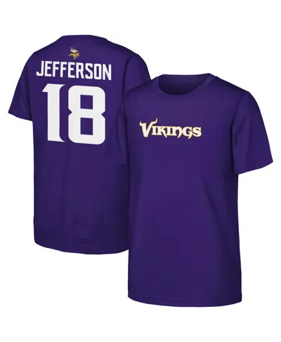 Outerstuff Kids' Boys' And Girls' Minnesota Vikings Justin Jefferson Classic-fit T-shirt In Purple