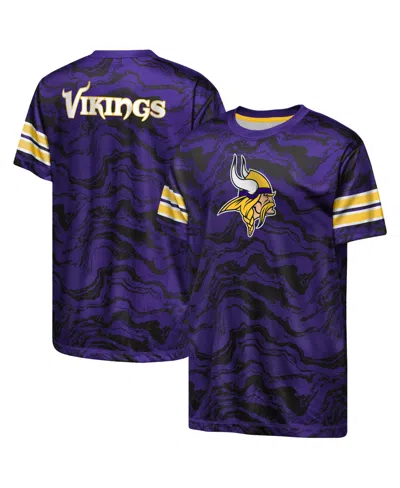 Outerstuff Kids' Boys' And Girls' Minnesota Vikings Slant Route Performance Crewneck T-shirt In Multi