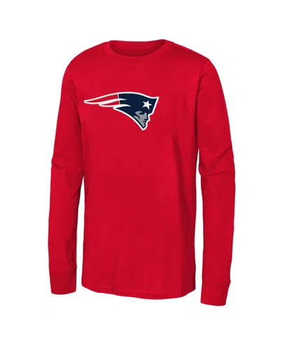 Outerstuff Kids' Boys' And Girls' New England Patriots Primary Logo Long-sleeve Screen-print T-shirt In Red