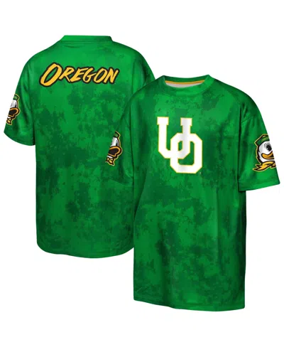 Outerstuff Kids' Boys' And Girls' Oregon Ducks Off-side Sublimated Crew-neck Loose-fit T-shirt In Green