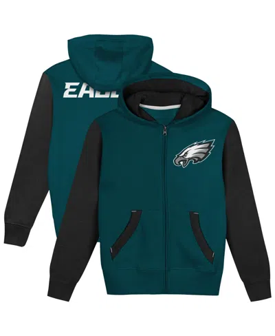 Outerstuff Babies' Boys' And Girls' Philadelphia Eagles Stadium Color Block Full-zip Hoodie In Midnight Green,black