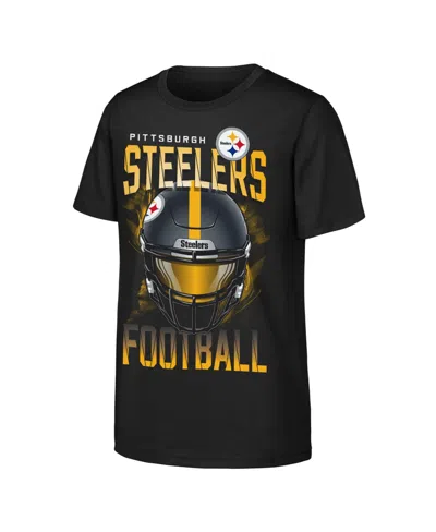 Outerstuff Kids' Boys' And Girls' Pittsburgh Steelers Crew-neck Regular-fit T-shirt In Black