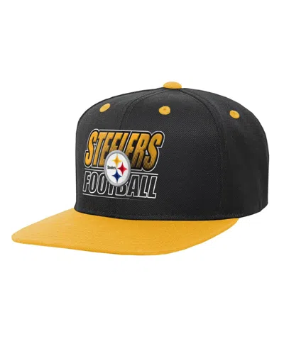 Outerstuff Kids' Boys And Girls Pittsburgh Steelers Snapback Embroidered Graphics Baseball Cap In Black