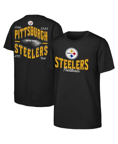 Outerstuff Kids' Boys' And Girls' Pittsburgh Steelers Top Pick Crewneck Screen Print Graphics Cotton T-shirt In Black