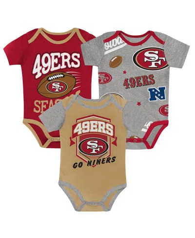 Outerstuff Babies' Boys' And Girls' San Francisco 49ers First Round Pick Bodysuits, 3-piece Set In Multi