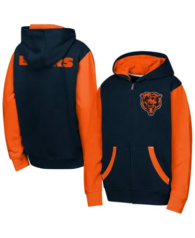 Outerstuff Kids' Boys' And Girls' Stadium Chicago Bears Full-zip Color-block Fleece-lined Hoodie In Blue