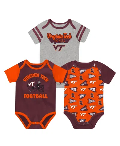Outerstuff Babies' Boys' And Girls' Virginia Tech Hokies Star Player Short-sleeve Screen-print Bodysuits, 3-piece Set In Multi