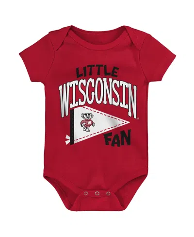 Outerstuff Babies' Boys' And Girls' Wisconsin Badgers Little Banner Short-sleeve Snap-bottom Bodysuit In Red