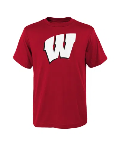 Outerstuff Kids' Boys' And Girls' Wisconsin Badgers Primary Logo Classic-fit T-shirt In Red